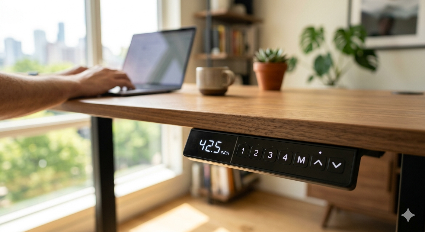 Standing desk keypad controller with height presets
